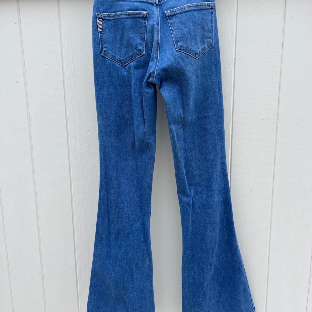 PAIGE Blue Flare Wide Leg Jeans - Picture 2 of 4